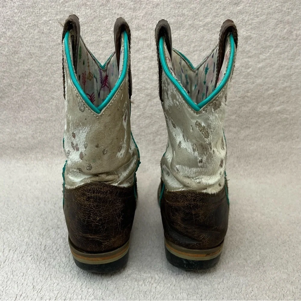 Dan Post Rumi Leather & Calf Hair Western Cowgirl Boots-Kids 13-Brown/Multicolor
